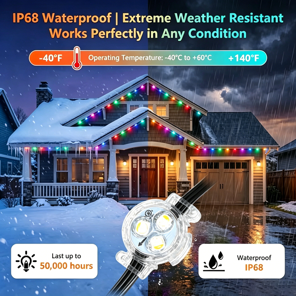 IP68 Waterproof Outdoor Building Led Point Light 12V 24V 36V Rgbw Aluminum Track Permanent Christmas Lights For Eaves Decoration