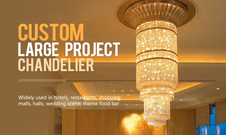 Modern Hotel Lobby Luxury Crystal Hanging Light Crystal Chandelier Lighting Big Golden Decorative European Vintage Luxury Lamp