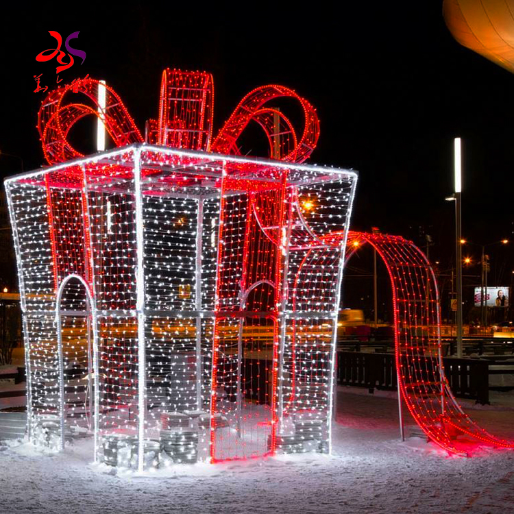 Hot Sale Flashing Good Quality Beautiful Fancy Creative Christmas Big Customized Led Gift Box Light For Garden Decoration