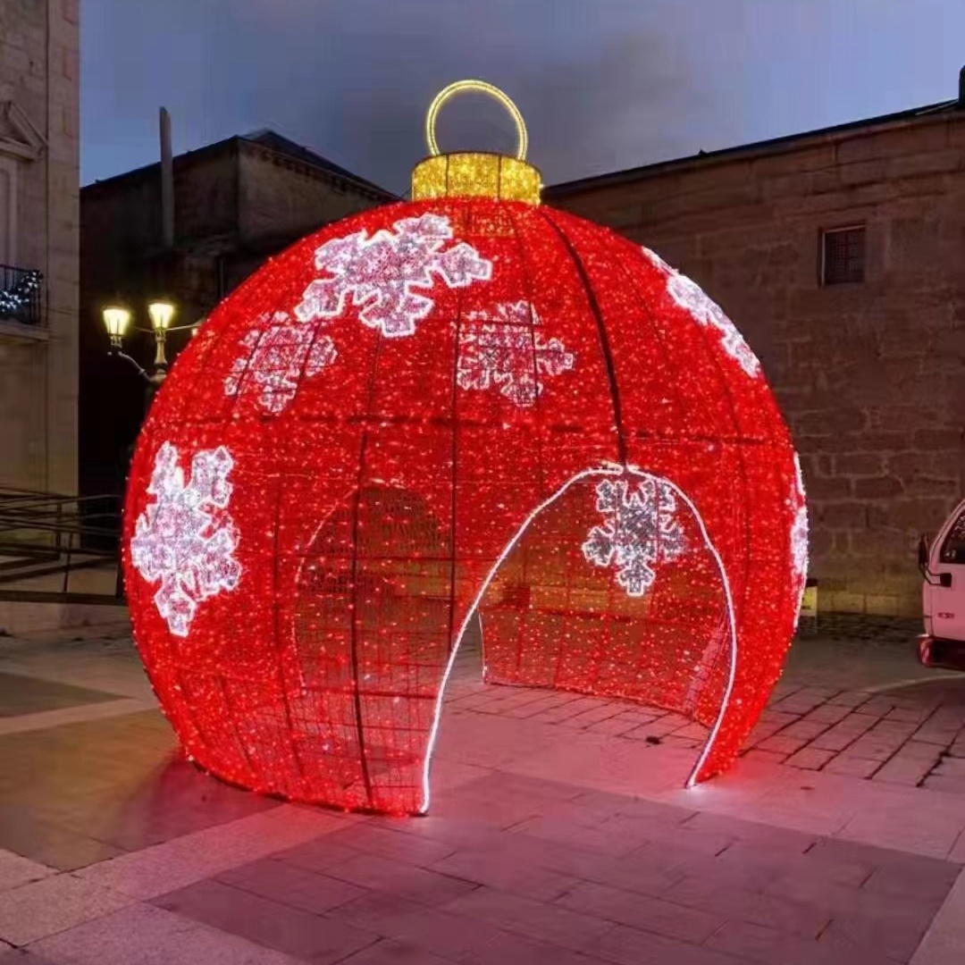 Custom Commercial Outdoor Garden Project Decoration 3D Large Deco Motif Ball Lights Christmas Motif Light