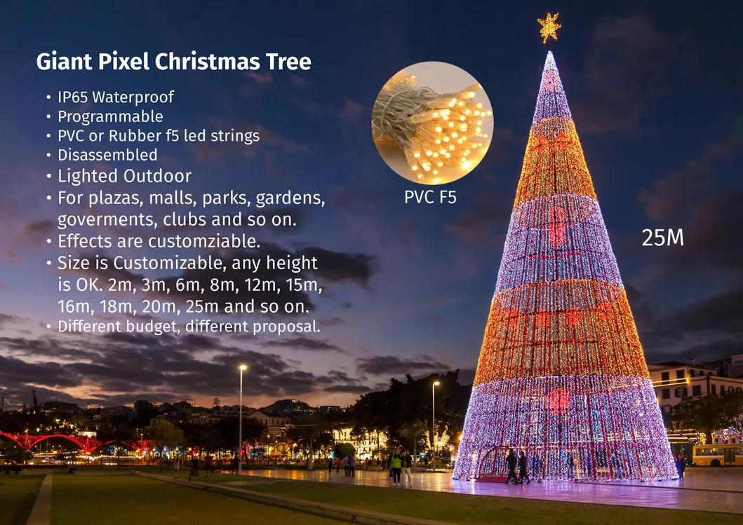 Commercial Giant Christmas Tree - RGB LED Decorative Lighting with Waterproof IP65 Rating, Suitable for Outdoor Hotels and Shopping Malls