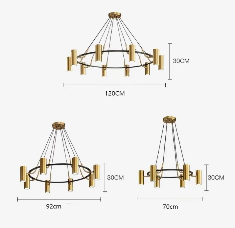 Vintage Style Brass Round LED Chandeliers Living Room Decorative Modern Home Decoration Lighting (ZY-T007)