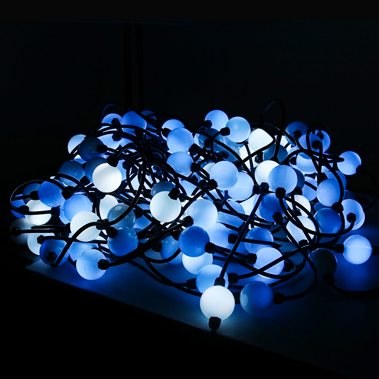 SHIJI Manufacturer Waterproof 360 Degree Ball Light String 50mm SMD5050 Outdoor RGB LED DMX512 Pixel Ball Light
