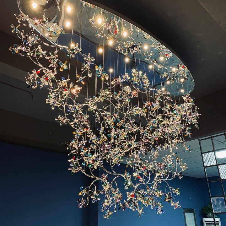 Modern Flower Branch Crystal Chandelier Artistic Creative Unique Ceiling Light for Living Room Decoration