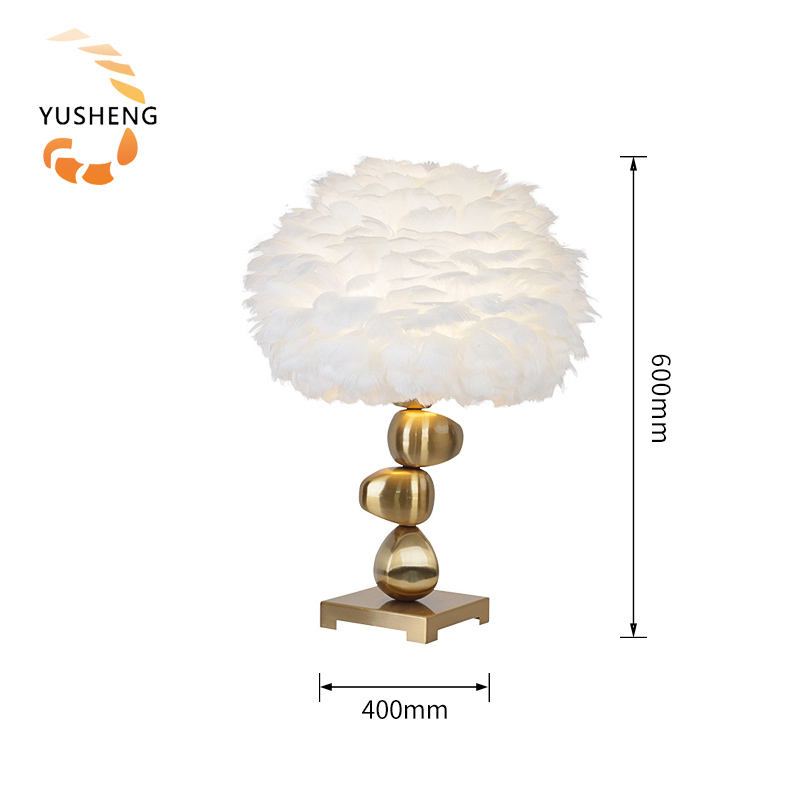 Factory Modern Nordic Luxury Decorative Bedside Restaurant Home Hotel Led Table Lamp Feather Shade Desktop Light