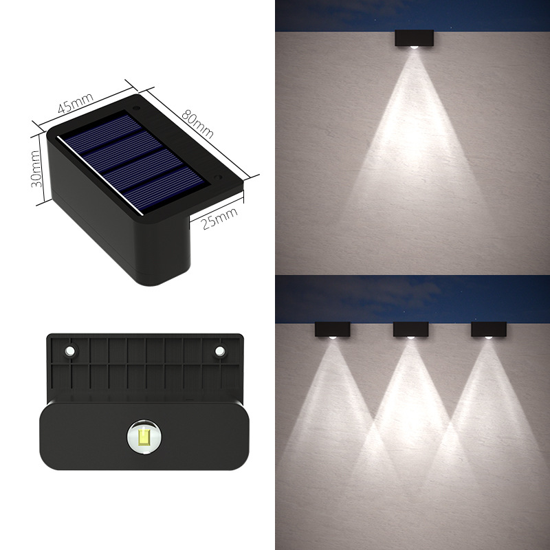Modern IP65 Solar Aluminum Long Strip Fence Light Waterproof Outdoor Downward Beam LED Wall Lamp for Garden Patio Deck