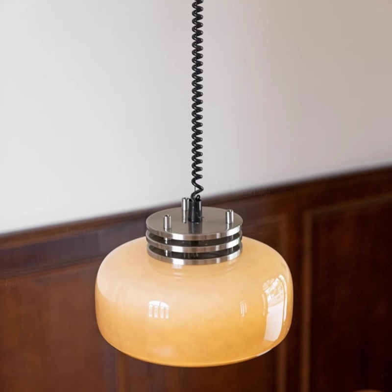 Modern Lighting Coffee Creamy White Glass Vintage Adjustable Height Hanging Glass Pendant Lamp (ZY-D035)