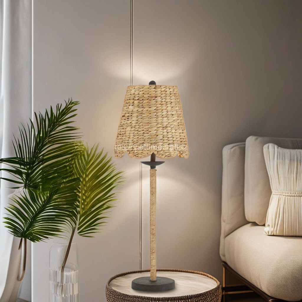 Home Accessories Wavy Ocean Design Water Hyacinth Table Lamps High Quality Table Decoration Modern Touch