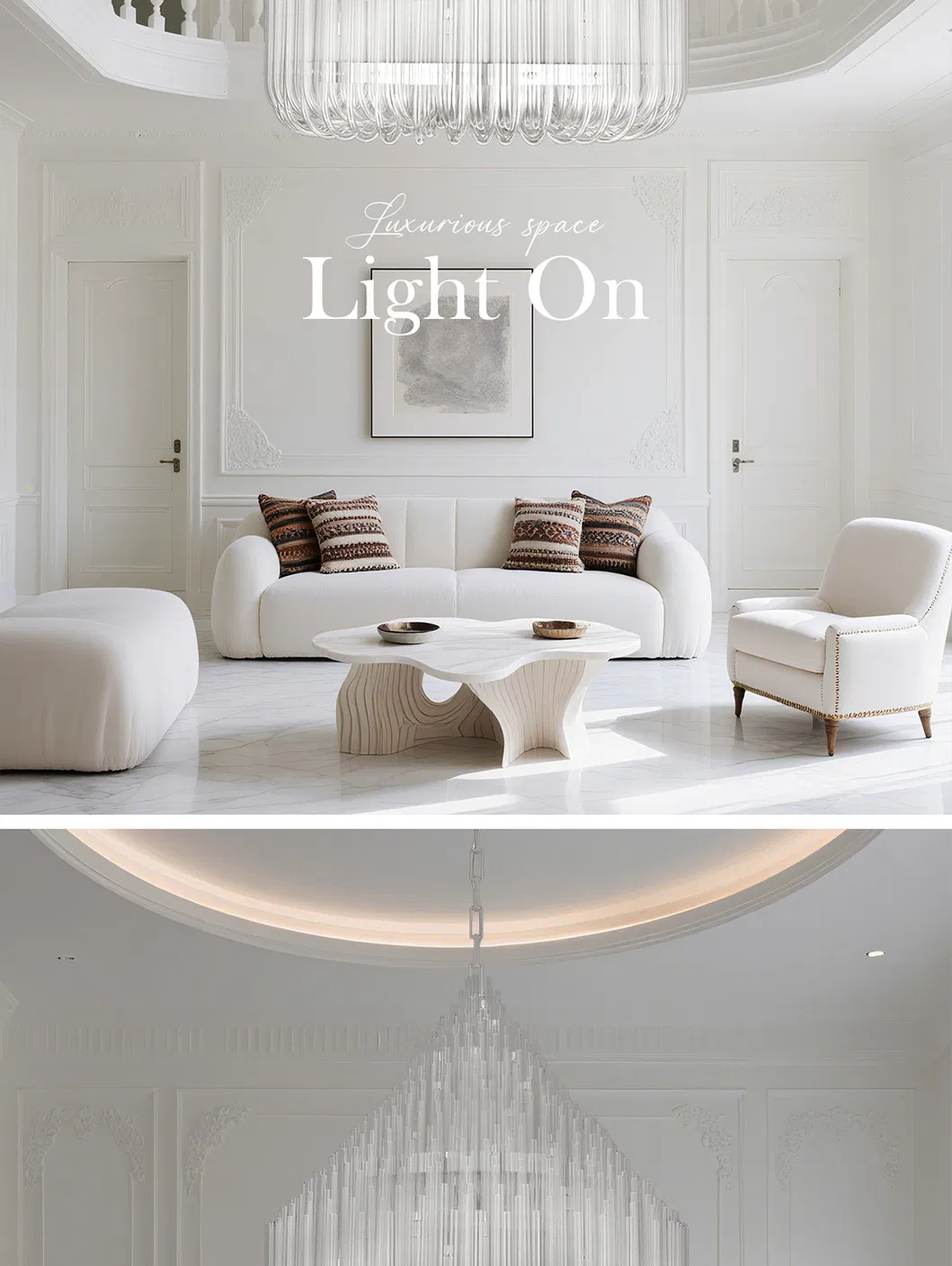 European Style Luxury Glass Tube Chandelier Round Custom Hotel Villa Club Living Room Staircase Decorative Lighting Fixture