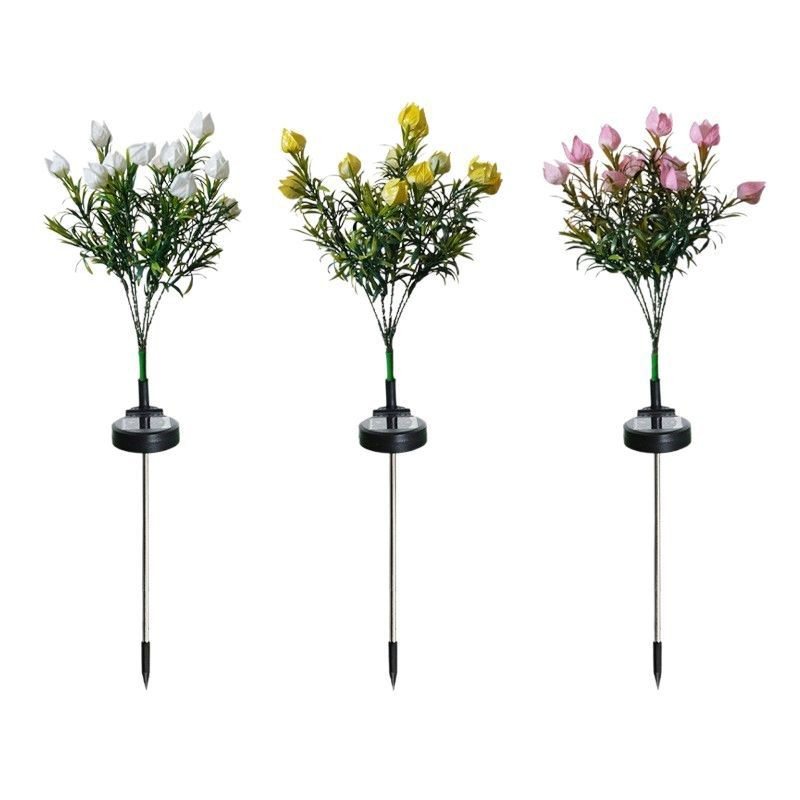 Solar Gardenia in Blossom Flower Light with Colors Warm White LED Ground Insert Cape Jasmine Vintage Garden Decorative Lamps