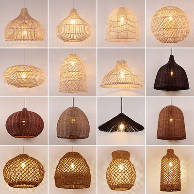 Rattan Art Chandelier Led Bamboo Room Bedroom Indoor Pendant Led Light Modern Chandeliers Ceiling Luxury Pendant Light