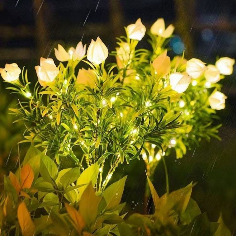 Solar Gardenia in Blossom Flower Light with Colors Warm White LED Ground Insert Cape Jasmine Vintage Garden Decorative Lamps