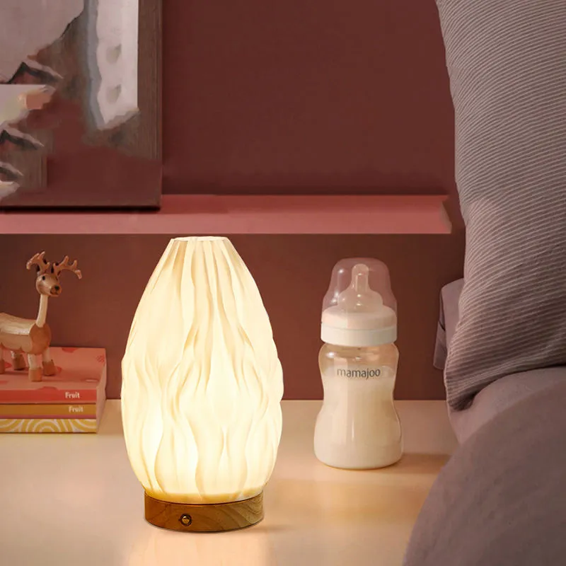 Nordic Style Bedroom Decorative Bedside 3D Printed Vintage Ruffled Night Lamp