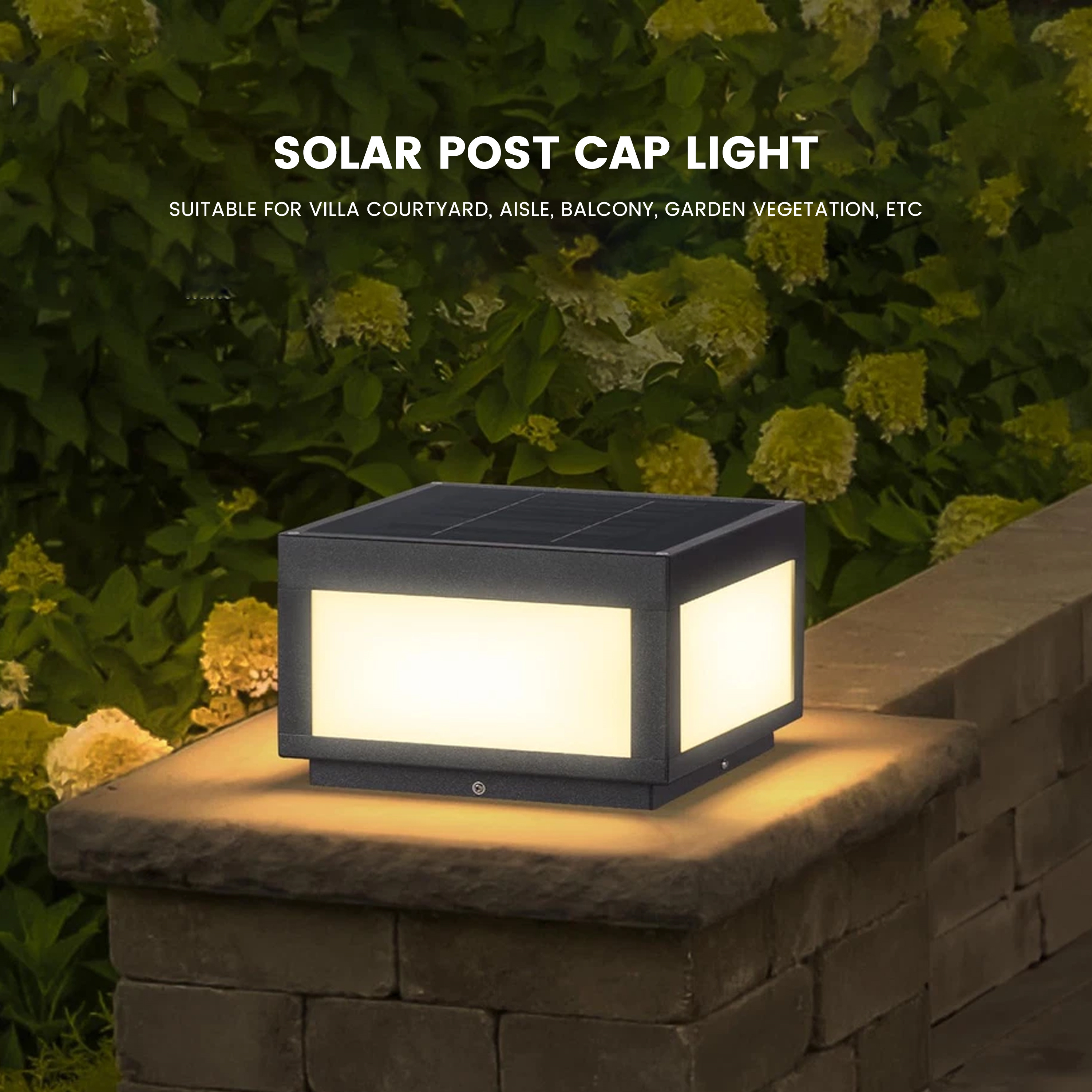 Custom Professional Outdoor IP55 Waterproof Solar Post Lamp LED Light Fixture with Battery Power Supply for Garden Decoration