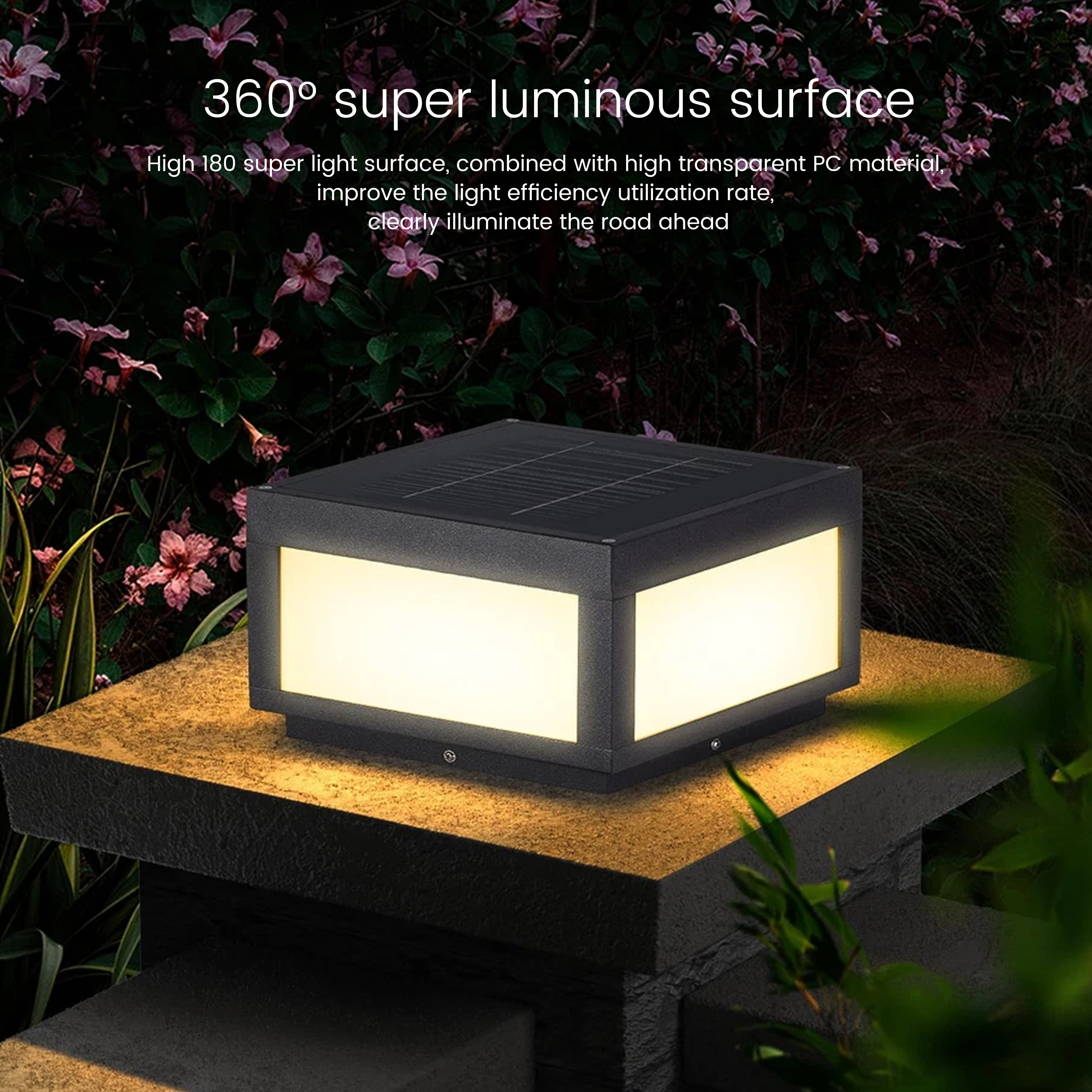 Custom Professional Outdoor IP55 Waterproof Solar Post Lamp LED Light Fixture with Battery Power Supply for Garden Decoration