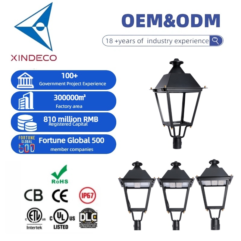 Black Vintage LED AC Powered Garden Lamp IP67 Waterproof Decorative Outdoor Street Lighting for Villas Parks &amp; Residential Areas