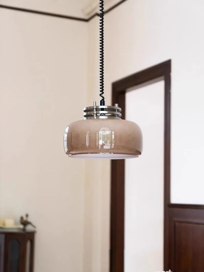 Modern Lighting Coffee Creamy White Glass Vintage Adjustable Height Hanging Glass Pendant Lamp (ZY-D035)