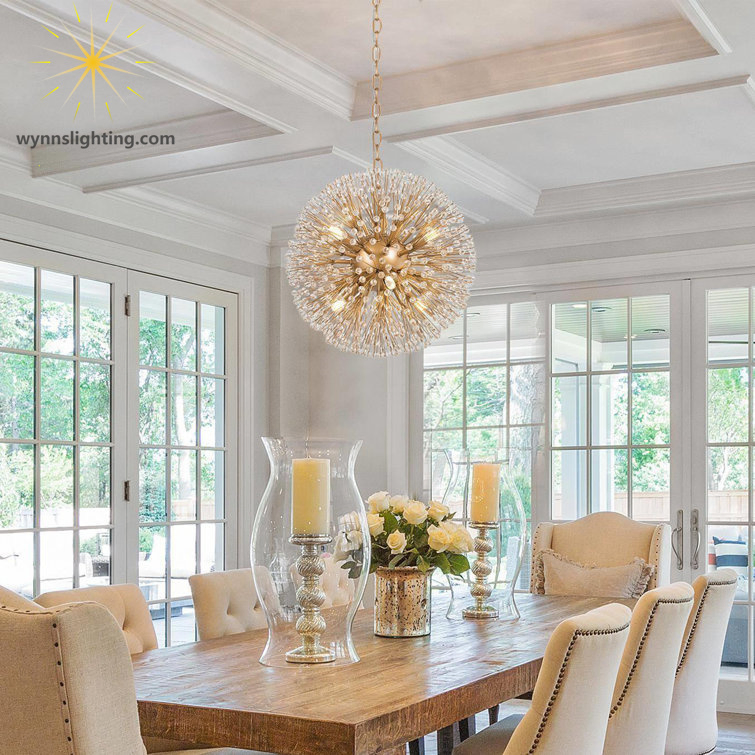 Custom Decorative Luxury K9 Crystal Golden Modern Chandelier Light Indoor Home Pendant Lighting