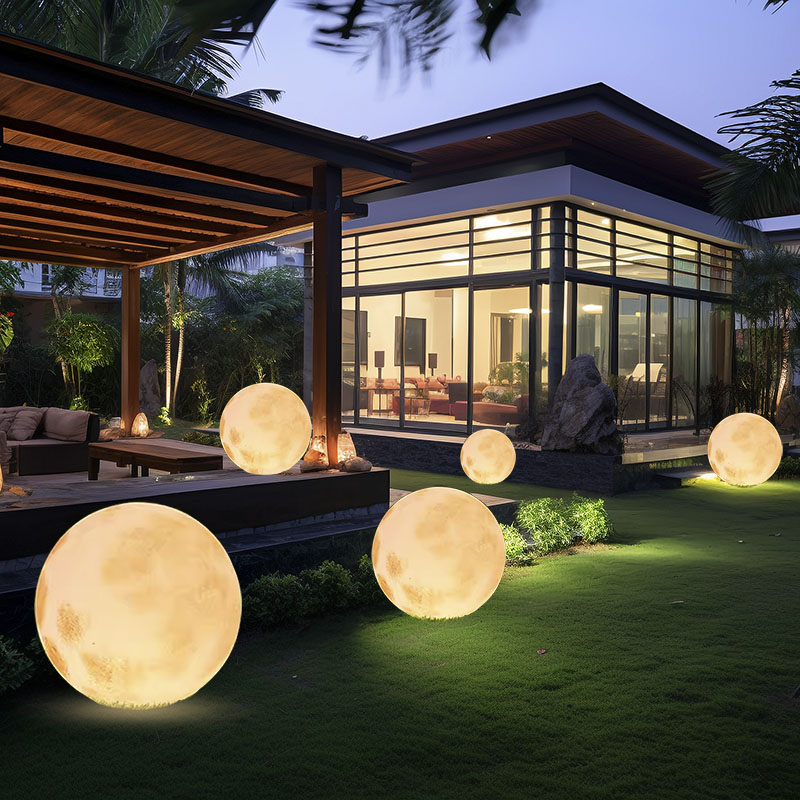LED Plastic Moon-Shaped IP55 Waterproof Dimmable Night Light Outdoor Landscape Lamp 1-Year Warranty For Parks Courtyards Gardens