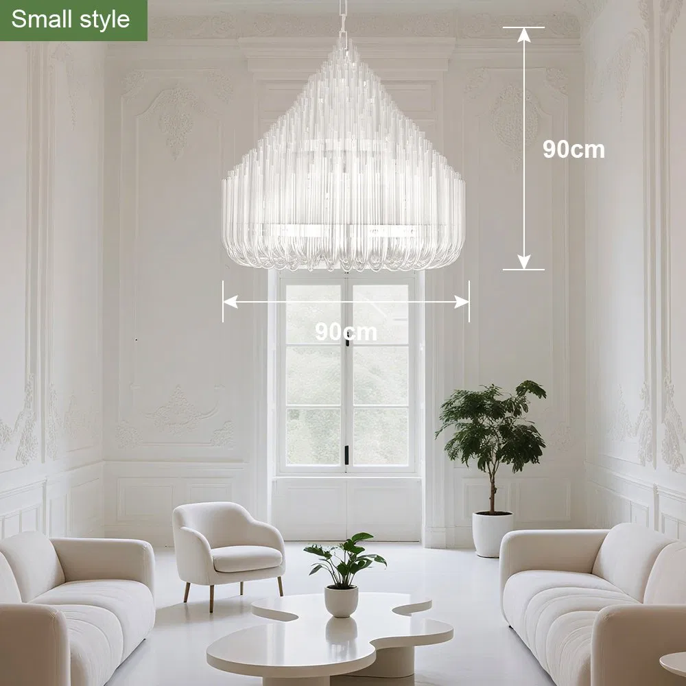 European Style Luxury Glass Tube Chandelier Round Custom Hotel Villa Club Living Room Staircase Decorative Lighting Fixture