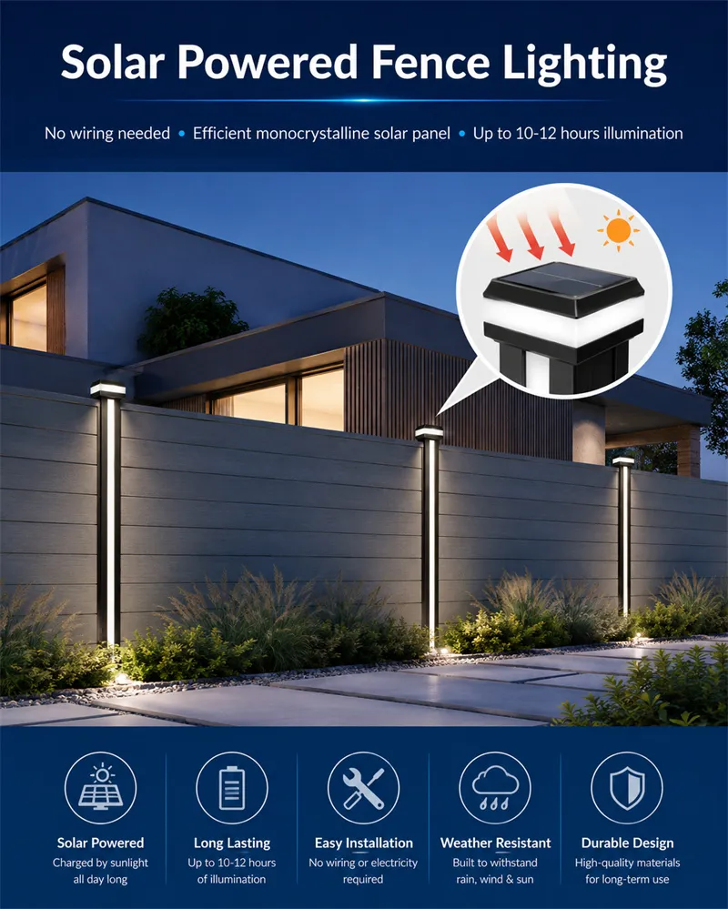 Solar Fence Lighting System for Villa Garden
