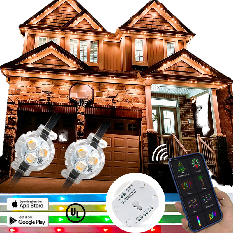 Outdoor IP68 Smart Christmas Waterproof Holiday RGB LED Pixel Light Puck Permanent Lights 4M App Control Rechargeable
