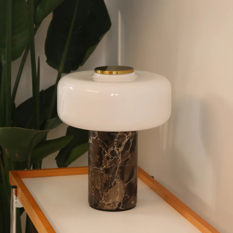 Modern Luxury Rechargeable Marble Glass LED Decoration Table Lamp Desk Light for Living Room Bedroom Study Lighting Fixtures