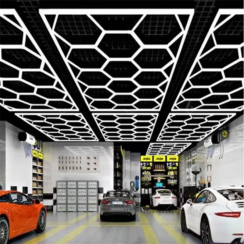 Auto Repair Car Wash Workshop LED Lighting Car Repair Hexagonal Garage Workshop