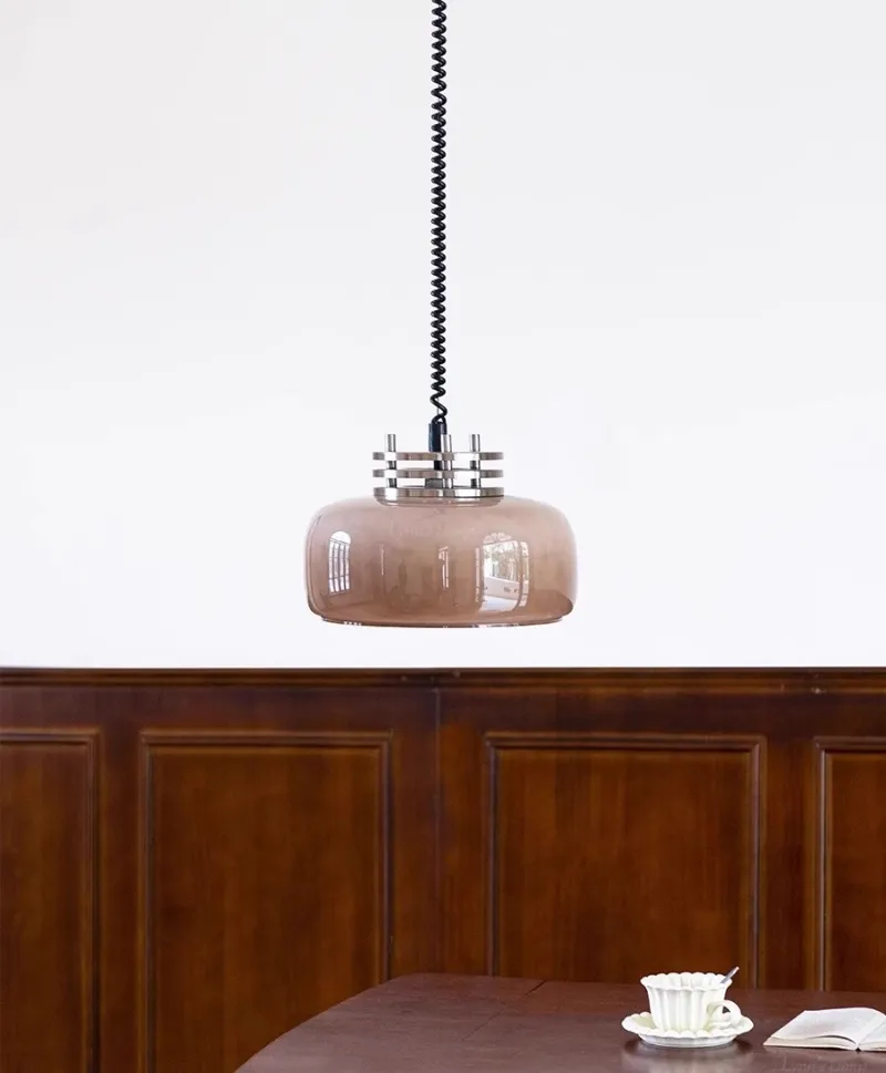 Modern Lighting Coffee Creamy White Glass Vintage Adjustable Height Hanging Glass Pendant Lamp (ZY-D035)