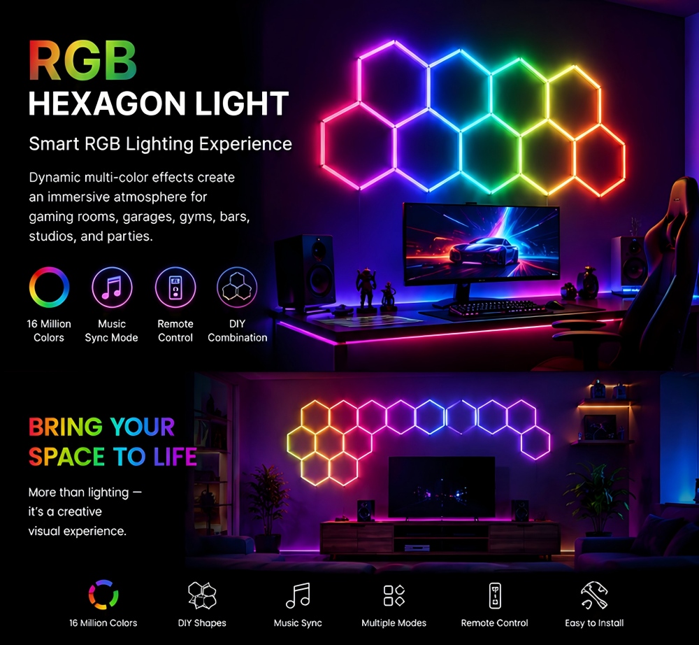 Energy Saving Diy Assembled Hair Salon Station Barbershops Decorative Hexagon Lighting Salon Lights