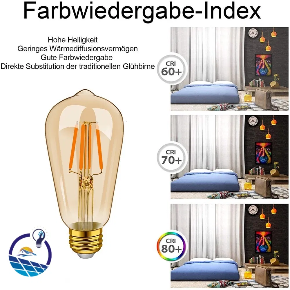 St64 Vintage Dimmable LED Filament Bulb 4W E27 Amber Glass Warm White Decorative Lamp