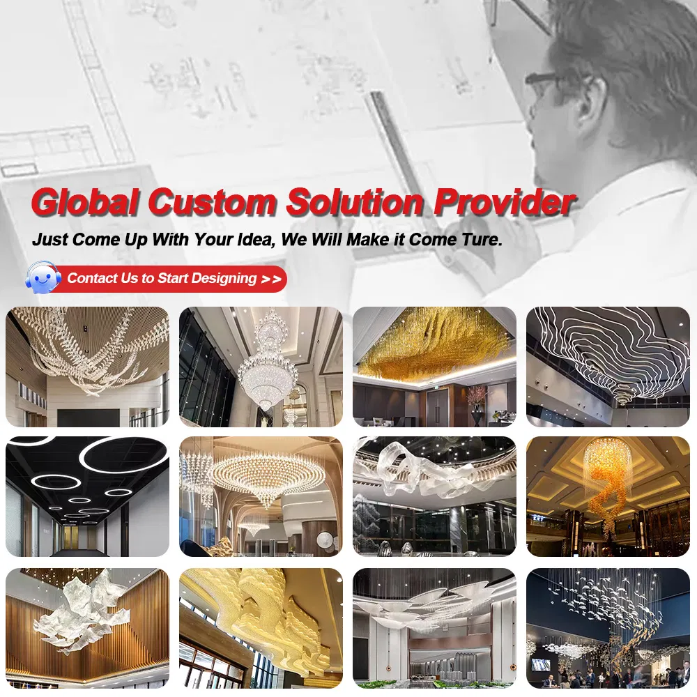 Modern LED Decorative Hanging Lamp Crystal Golden Luxury Customized Chandelier Lighting