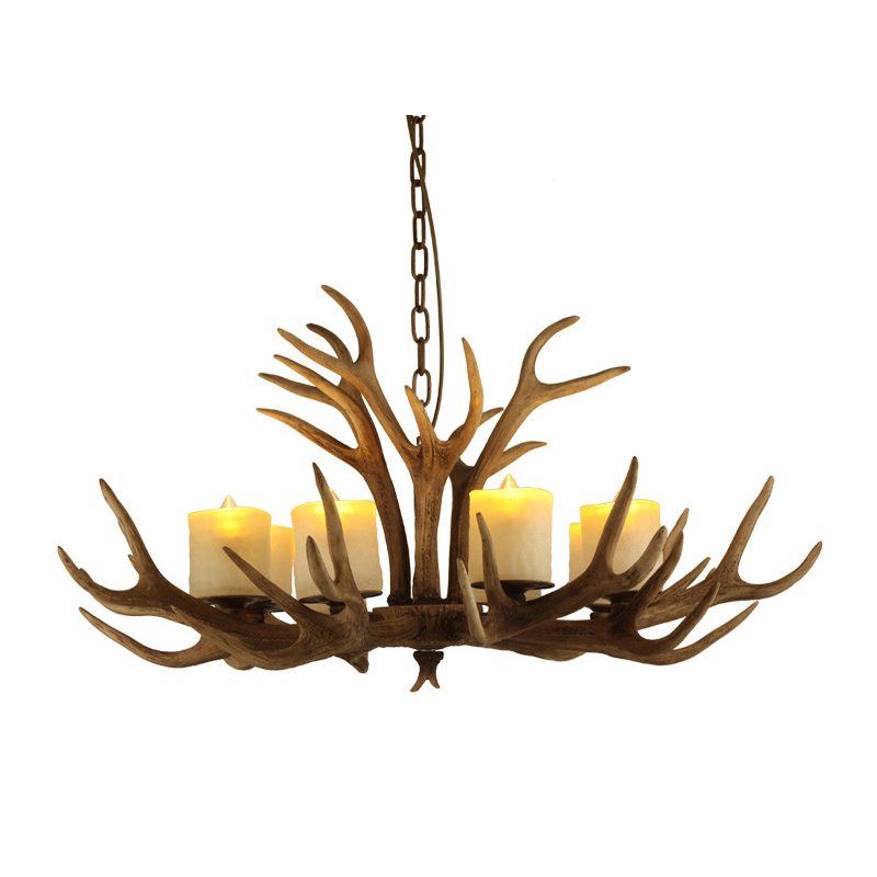 American Vintage Chandelier Creative Art Antler Lamp for Living Room Decorative Hanging Light