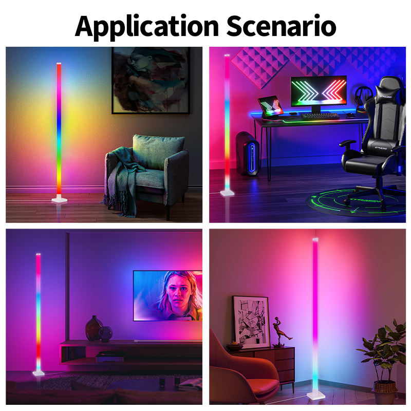 Modern Home Decor Smart Standing Light RGB Dimmable Music Sync Corner LED Lamp RGB Floor Lamps
