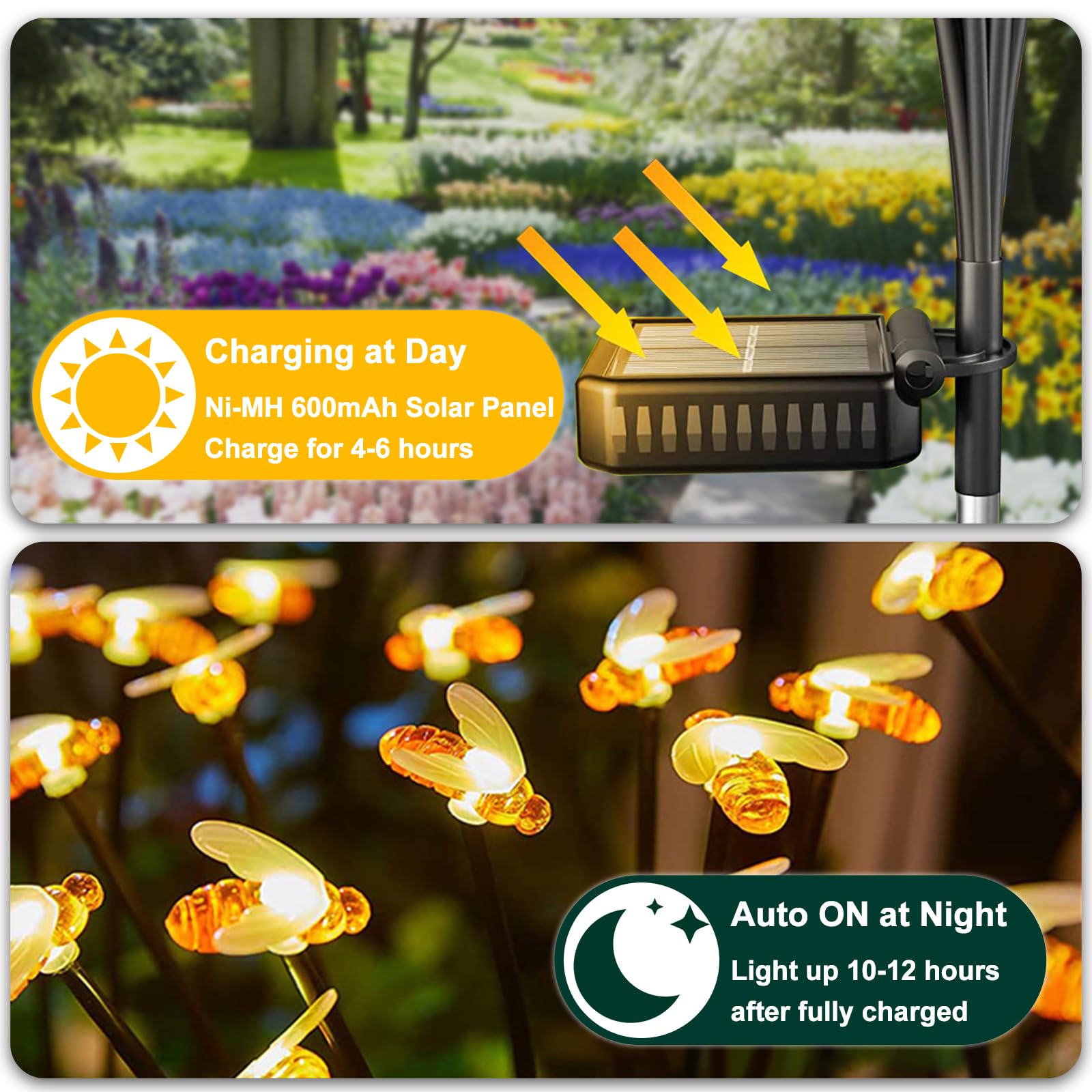 New Design Bee Firefly Lawn Landscape 2 Lighting Modes Swaying Solar Garden Lights Outdoor Waterproof Led Decor Pathway Lamp