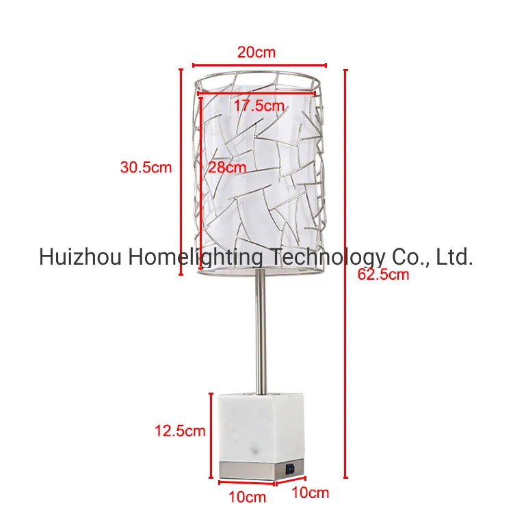 Decorative Brushed Nickel Metal Caged Acrylic Shade Table Lamp UL Certified Hospitality Lighting