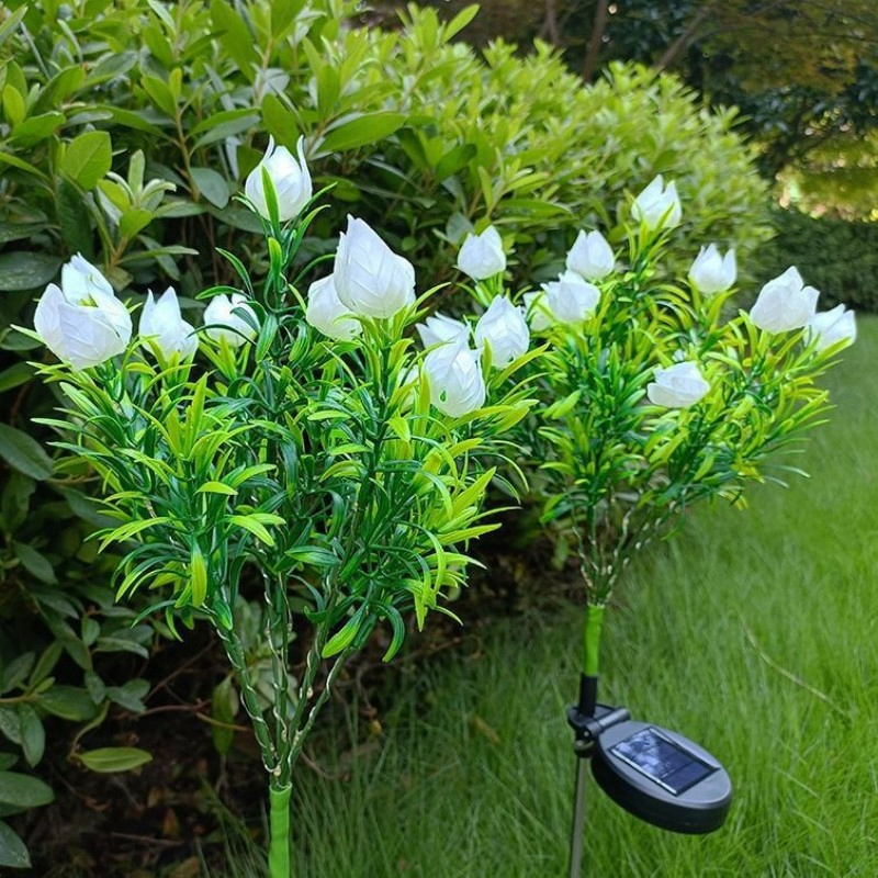 Solar Gardenia in Blossom Flower Light with Colors Warm White LED Ground Insert Cape Jasmine Vintage Garden Decorative Lamps