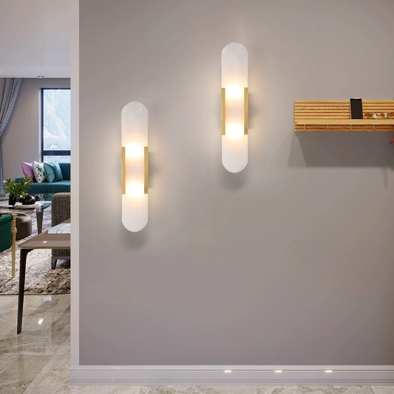 Hullxine Luxury Modern Interior Vertical High-End Iron Marble LED Dimmable Wall Sconce Light For Home Office Hotel Villa