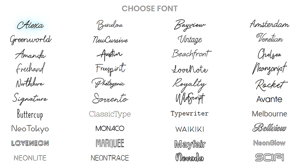 Font choices