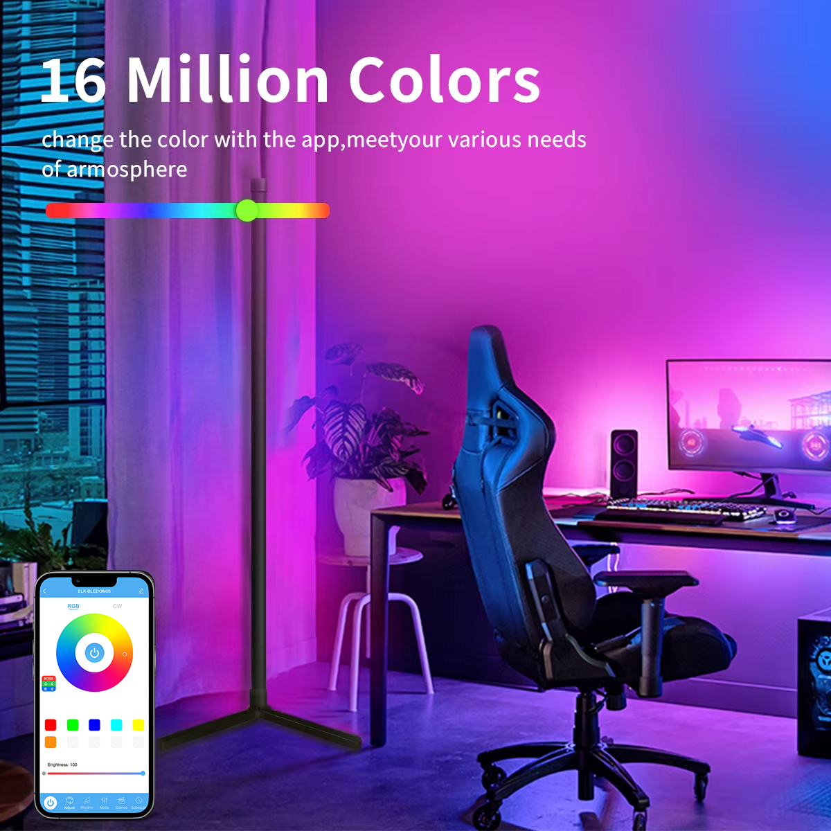 Smart Home Light Decoration Lights Modern Tuya RGB Floor Lamps ,Color Changing Remote Control Corner Lamp I for Living Room