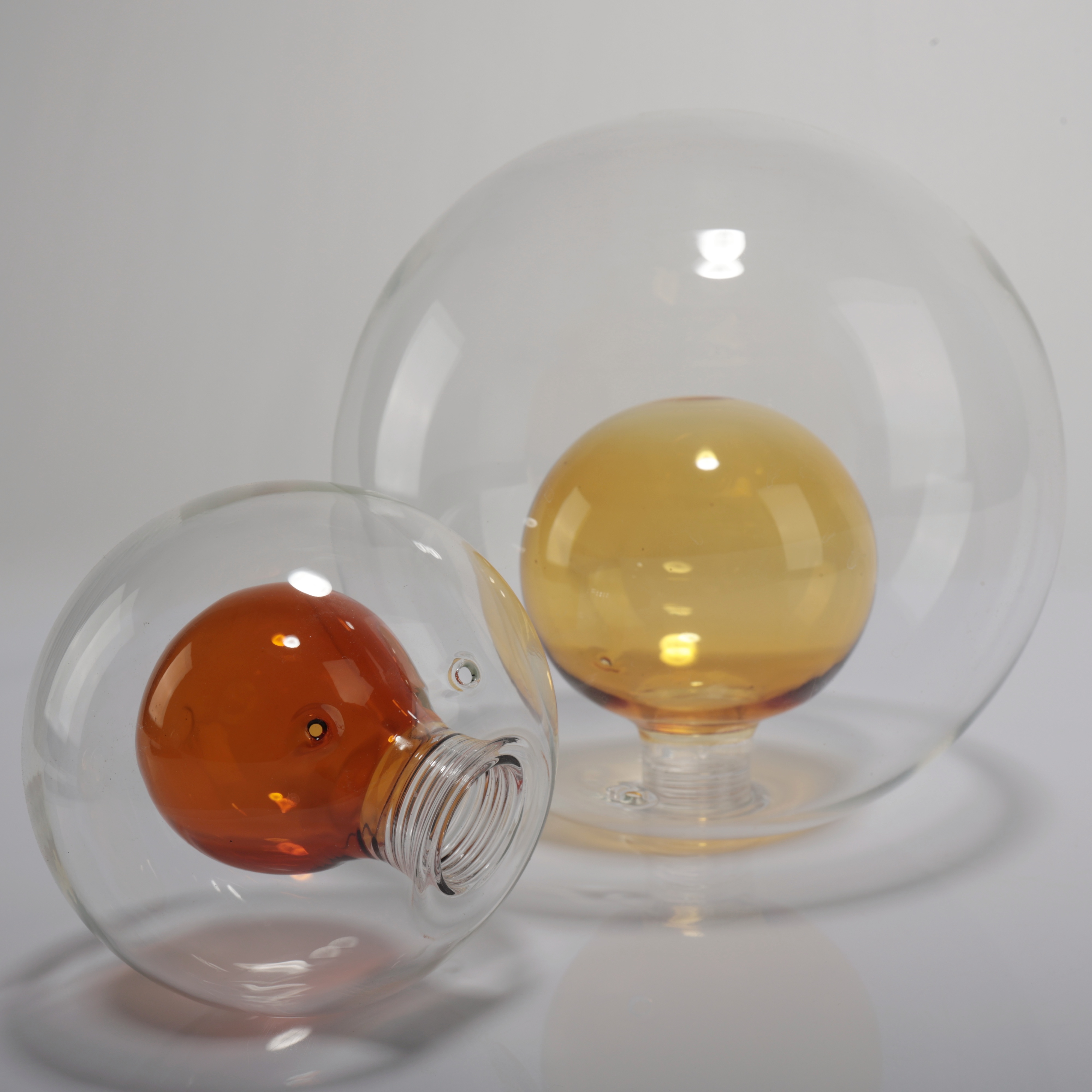 OEM Double-Wall Light Amber Yellow Blown Glass Lampshade Ceiling Lamps European Modern Handmade Eco-Friendly Borosilicate Indoor