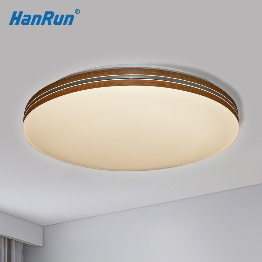 Home Hallway Decoration Remote Wooden Fixture Lamp Surface Mounted Bedroom Living Room Modern Dimmable Round Led Ceiling Light