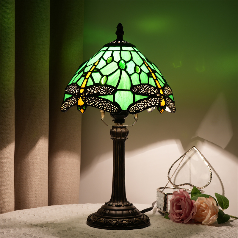 Antique Tiffany Desk Light Multi Color Glass Shade Table Lamp Home Indoor Bedroom Decorative Reading Lighting