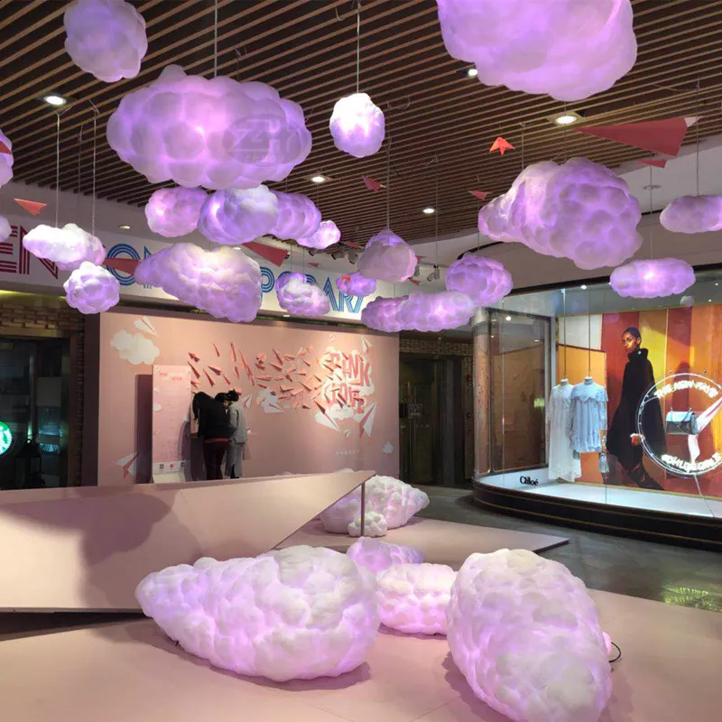 Mounted PVC Fiber Cloud Shade Chandelier Lighting Bar LED Decorative Pendant Lamp for Indoor