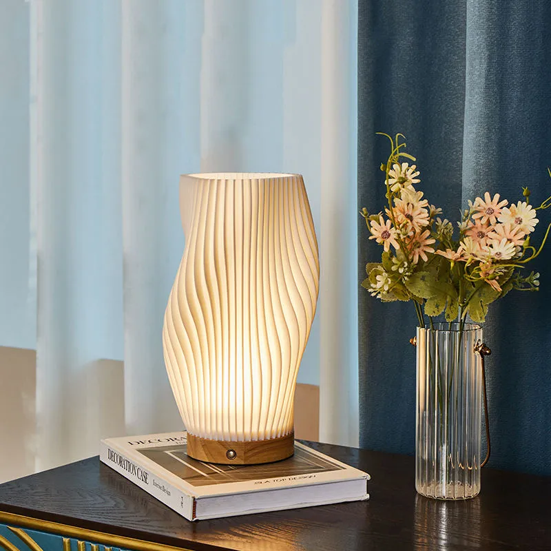 Nordic Style Bedroom Decorative Bedside 3D Printed Vintage Ruffled Night Lamp