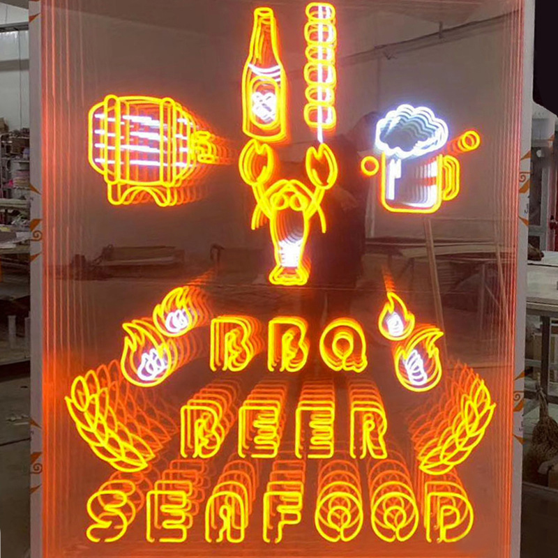 Free Design 3D Magic Infinite Mirror Custom Led Neon Light Signs for Party Events Wedding Wall Decor
