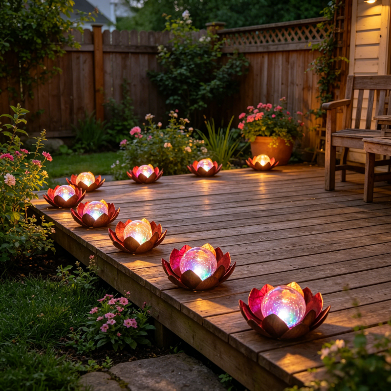 Custom Logo Wholesale Solar Lotus Light Durable Metal Flower Lamp Waterproof Outdoor Garden Ornament Factory Direct