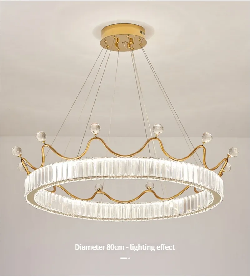 Luxury Gold Modern Crystal Big Chandelier LED Lighting for Bed Room Kitchen Hotel Indoor Decorative Pendant Lamp (ZY-QS-0058)