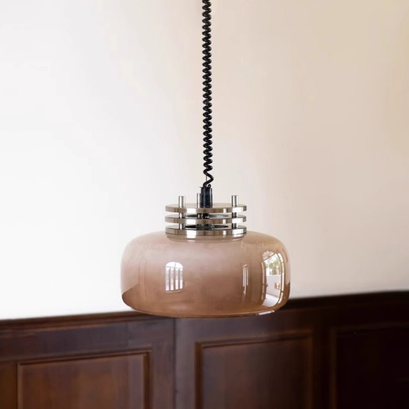 Modern Lighting Coffee Creamy White Glass Vintage Adjustable Height Hanging Glass Pendant Lamp (ZY-D035)