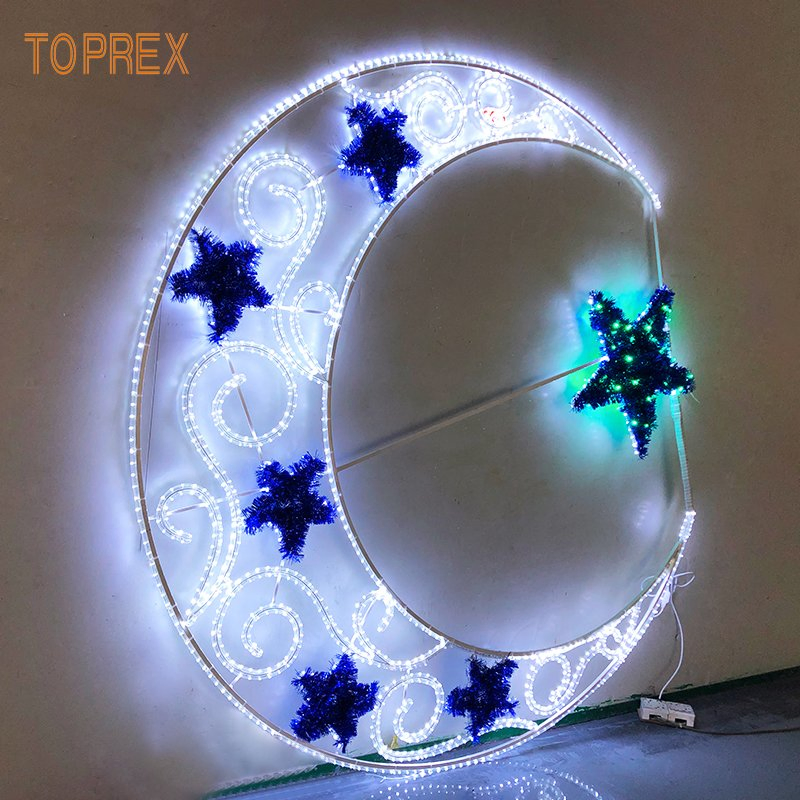 Toprex Large Outdoor Decorative Metal Ramadan Star &amp; Moon Decoration Eid Lighting